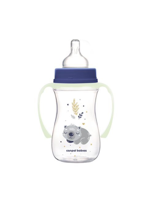 Canpol babies Anti-kólikás cumisüveg, világító fogantyúval, EasyStart, SLEEPY KOALA, 240 ml - kék
