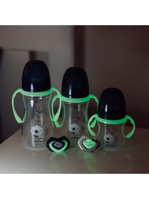 Canpol babies Anti-kólikás cumisüveg, világító fogantyúval, EasyStart, SLEEPY KOALA, 240 ml - kék