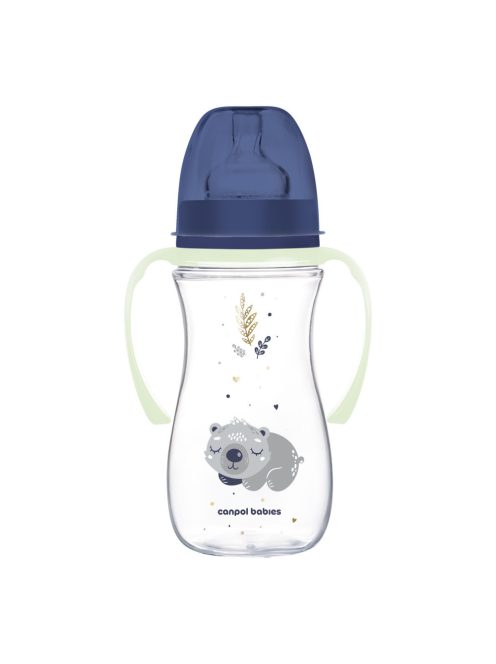 Canpol babies Anti-kólikás cumisüveg, világító fogantyúval, EasyStart, SLEEPY KOALA, 300 ml - kék