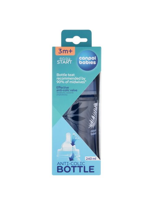 Canpol babies Anti-kólikás cumisüveg, EasyStart, GOLD, 240 ml - kék