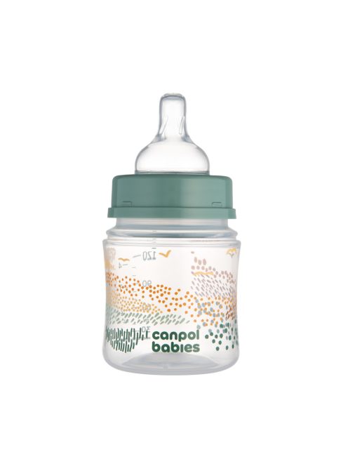 Canpol babies Anti-kólikás cumisüveg, EasyStart, MOUNTAINS, 120 ml - zöld