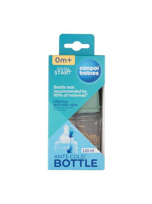 Canpol babies Anti-kólikás cumisüveg, EasyStart, MOUNTAINS, 120 ml - zöld