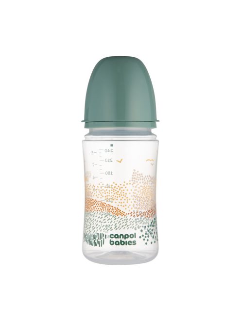 Canpol babies Anti-kólikás cumisüveg, EasyStart, MOUNTAINS, 240 ml - zöld