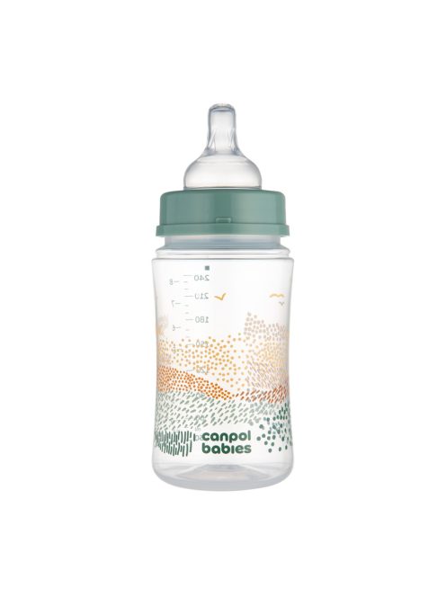Canpol babies Anti-kólikás cumisüveg, EasyStart, MOUNTAINS, 240 ml - zöld