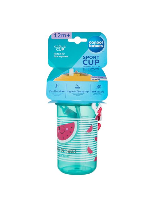 Canpol babies Sport itatópohár, flip-top, szilikon szívószállal, 400 ml, SO COOL, rózsaszín