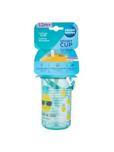   Canpol babies Sport itatópohár, flip-top, szilikon szívószállal, 400 ml, SO COOL, sárga
