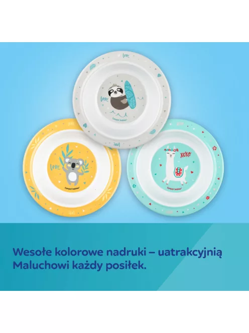 Canpol babies Melamine tál tapadókoronggal, 270ml, EXOTIC ANIMALS - türkiz