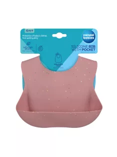 Canpol babies Szilikon előke zsebbel, DOTS - pink