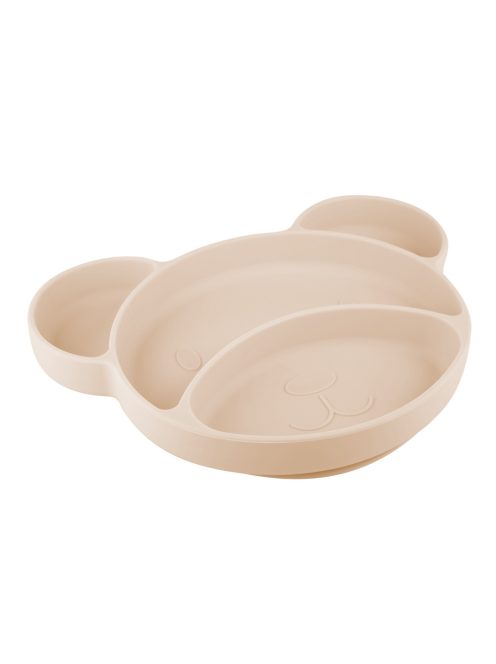Canpol babies Szilikon osztott tányér, tapadókoronggal, Mackó - krémszín