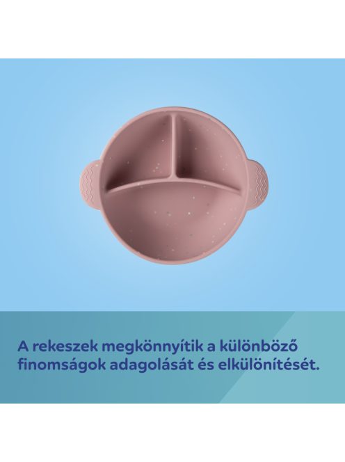 Canpol babies Szilikon osztott tál, tapadókoronggal, 360ml, DOTS - pink