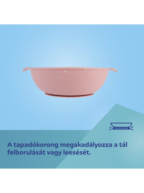 Canpol babies Szilikon osztott tál, tapadókoronggal, 360ml, DOTS - pink