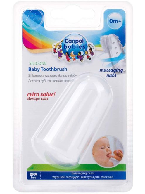 Canpol babies Szilikon fogkefe ínyre és fogakra, tokkal