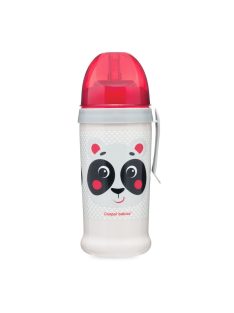   Canpol babies Cseppmentes sport itatópohár, szilikon szívószállal, 350 ml, HELLO LITTLE - piros
