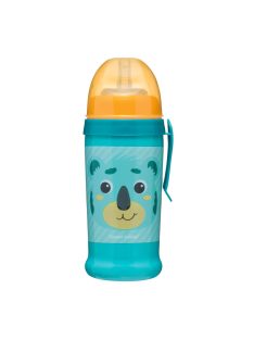   Canpol babies Cseppmentes sport itatópohár, szilikon szívószállal, 350 ml, HELLO LITTLE - türkiz