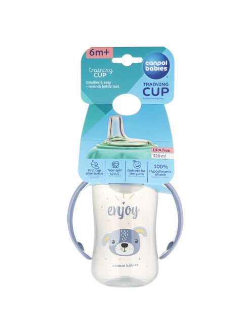 Canpol babies Tanulópohár szilikon ivócsőrrel, CUTE ANIMALS, 320ml, kutya
