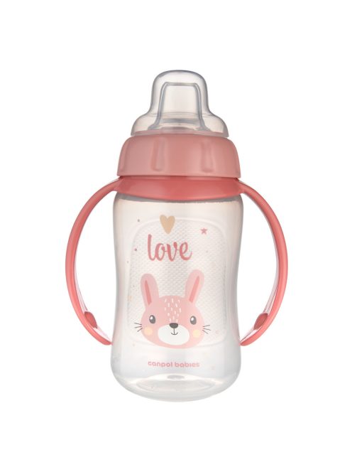 Canpol babies Tanulópohár szilikon ivócsőrrel, CUTE ANIMALS, 320ml, nyuszi