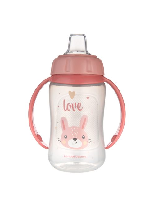 Canpol babies Tanulópohár szilikon ivócsőrrel, CUTE ANIMALS, 320ml, nyuszi
