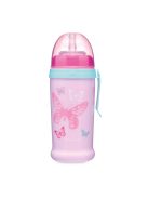 Canpol babies Cseppmentes itatópohár, szilikon szívószállal, 350 ml, BUTTERFLY - rózsaszín