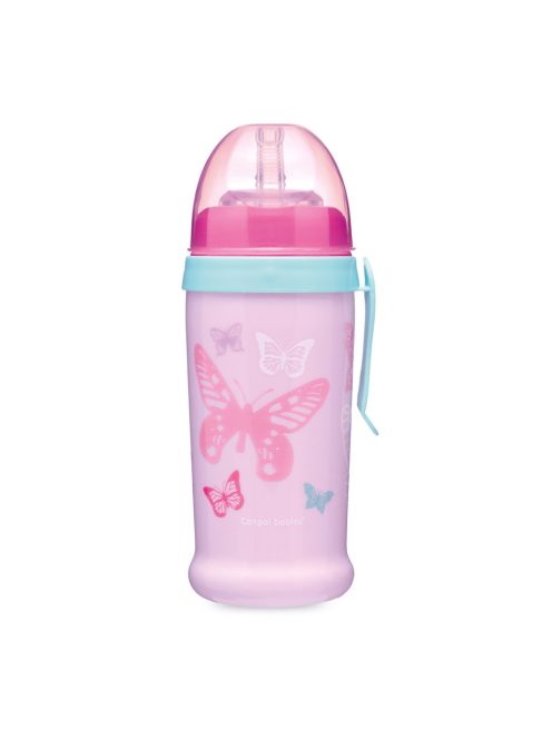 Canpol babies Cseppmentes itatópohár, szilikon szívószállal, 350 ml, BUTTERFLY - rózsaszín