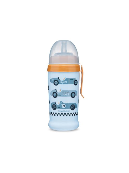 Canpol babies Sport itatópohár, cseppmentes szilikon szívószállal, 350 ml, RACING - világoskék