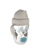 Canpol babies Súlyozott szívószálas cseppmentes itatópohár, 270ml, 6hó+, EXOTIC ANIMALS - szürke