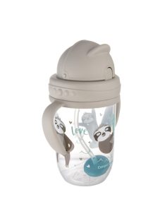  Canpol babies Súlyozott szívószálas cseppmentes itatópohár, 270ml, 6hó+, EXOTIC ANIMALS - szürke