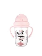 Canpol babies Súlyozott szívószálas cseppmentes itatópohár, 270ml, 6hó+, EXOTIC ANIMALS - pink