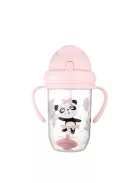 Canpol babies Súlyozott szívószálas cseppmentes itatópohár, 270ml, 6hó+, EXOTIC ANIMALS - pink