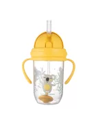 Canpol babies Súlyozott szívószálas cseppmentes itatópohár, 270ml, 6hó+, EXOTIC ANIMALS - sárga