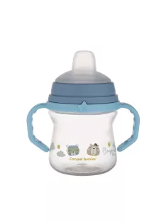   Canpol babies Itatópohár szilikonos ivócsőrrel, FirstCup, 150 ml, Bonjour Paris - kék
