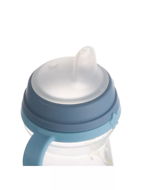 Canpol babies Itatópohár szilikonos ivócsőrrel, FirstCup, 150 ml, Bonjour Paris - kék