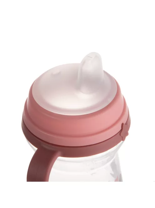 Canpol babies Itatópohár szilikonos ivócsőrrel, FirstCup, 150 ml, Bonjour Paris - rózsaszín