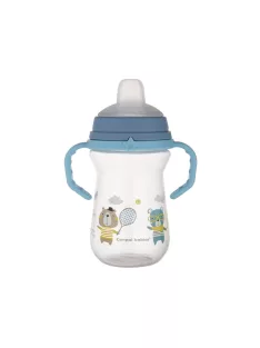   Canpol babies Itatópohár szilikonos ivócsőrrel, FirstCup, 250 ml, Bonjour Paris - kék