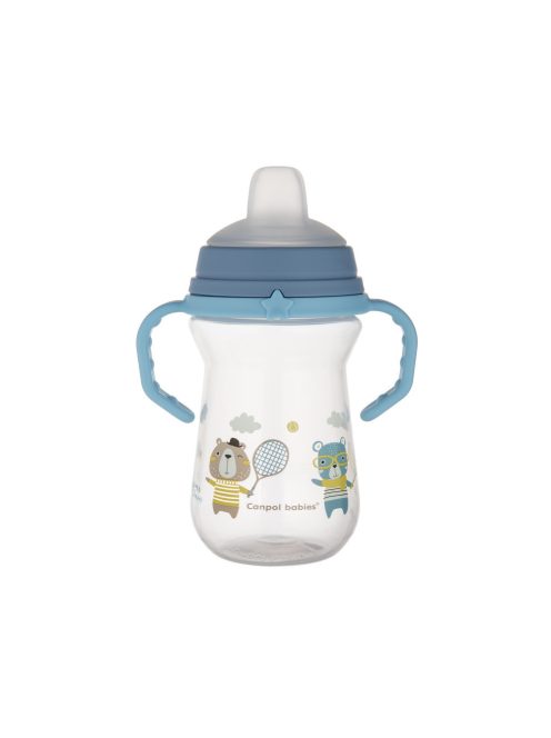 Canpol babies Itatópohár szilikonos ivócsőrrel, FirstCup, 250 ml, Bonjour Paris - kék