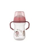 Canpol babies Itatópohár szilikonos ivócsőrrel, FirstCup, 250 ml, Bonjour Paris - rózsaszín