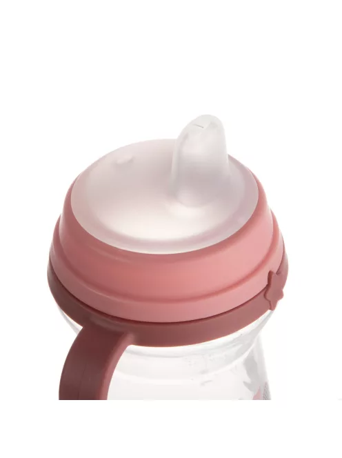 Canpol babies Itatópohár szilikonos ivócsőrrel, FirstCup, 250 ml, Bonjour Paris - rózsaszín