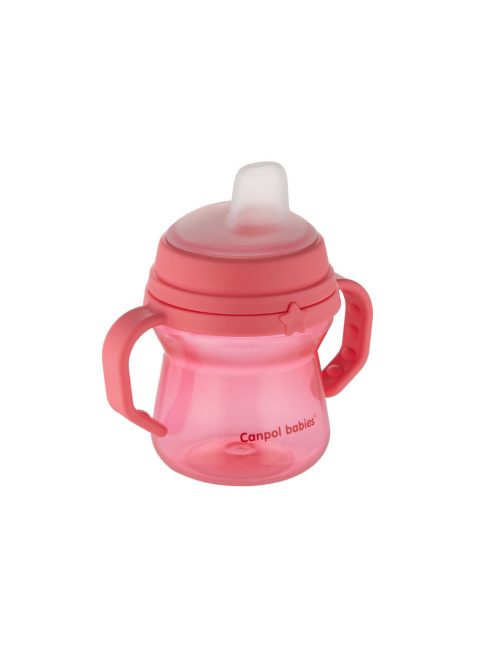Canpol babies Itatópohár szilikonos ivócsőrrel, FirstCup, 150 ml, rózsaszín