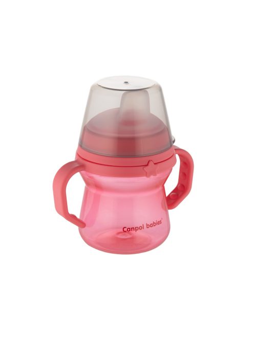 Canpol babies Itatópohár szilikonos ivócsőrrel, FirstCup, 150 ml, rózsaszín
