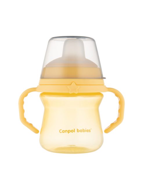 Canpol babies Itatópohár szilikonos ivócsőrrel, FirstCup, 150 ml, sárga