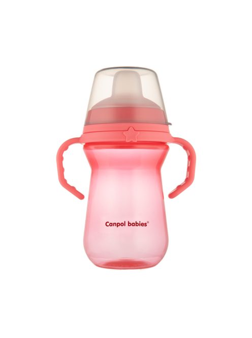 Canpol babies Itatópohár szilikonos ivócsőrrel, FirstCup, 250 ml, rózsaszín