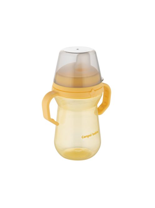 Canpol babies Itatópohár szilikonos ivócsőrrel, FirstCup, 250 ml, sárga