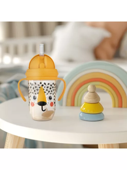 Canpol babies Súlyozott szívószálas itatópohár, 270ml, BabiesBoo, gepárd
