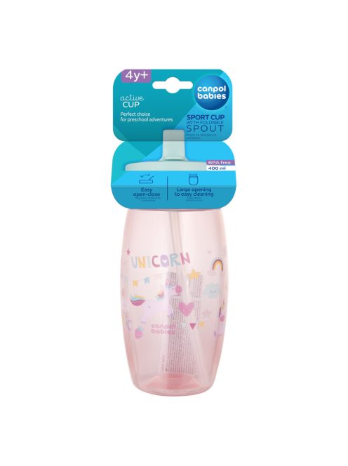 Canpol babies Sport billenő ivócsőrös kulacs, Unicorns, 400 ml