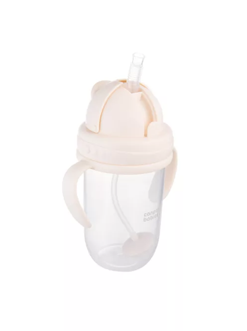Canpol babies Súlyozott szívószálas itatópohár, 270ml, krémszín