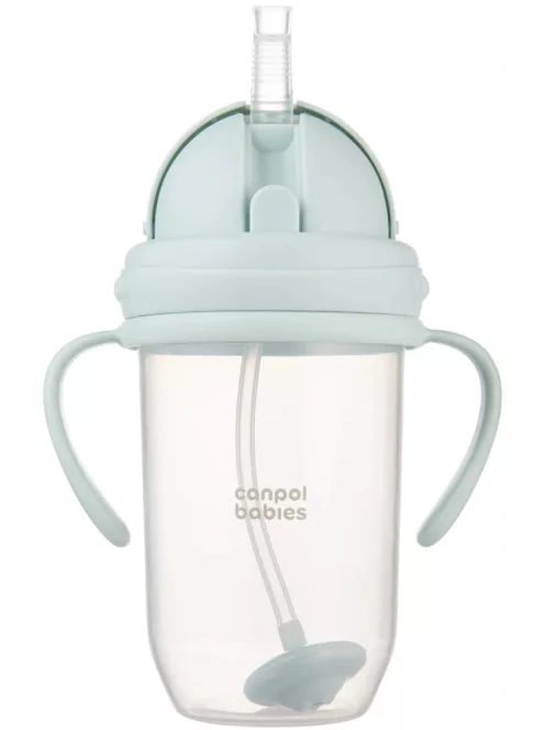 Canpol babies Súlyozott szívószálas itatópohár, 270ml, menta