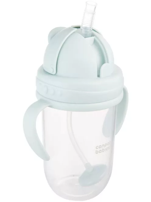 Canpol babies Súlyozott szívószálas itatópohár, 270ml, menta