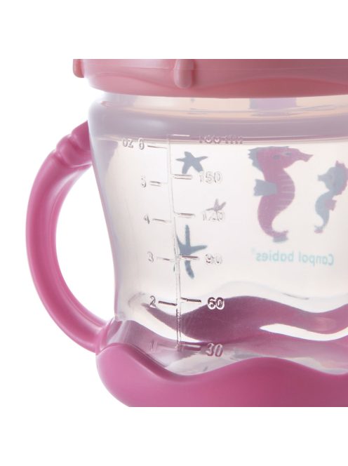 Canpol babies Cseppmentes itatópohár szilikon kifolyóval, 180 ml, LOVE&SEA, rózsaszín