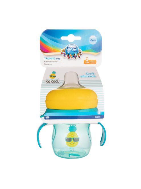 Canpol babies Gyakorló itatópohár szilikon szeleppel, 150 ml, SO COOL - türkiz