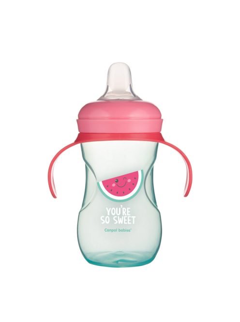 Canpol babies Gyakorló itatópohár szilikon szeleppel, 270 ml, SO COOL - rózsaszín