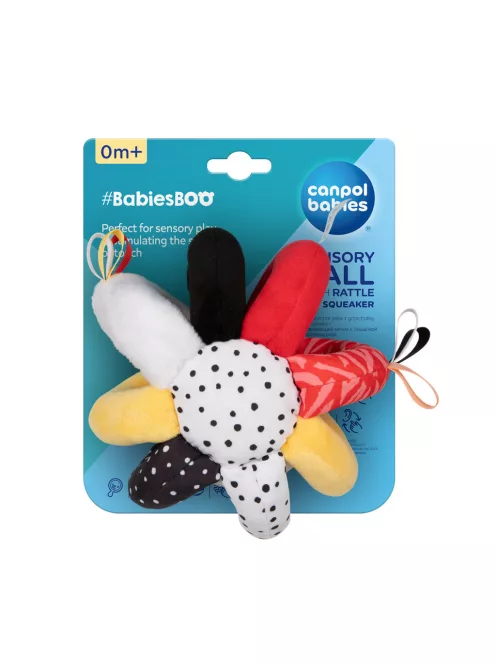 Canpol babies Szenzoros tapintásfejlesztő labda, csörgővel, BabiesBoo
